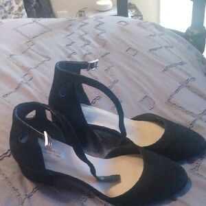 Giani Bernini Black Suede D'Orsay Ankle-Strap Flats